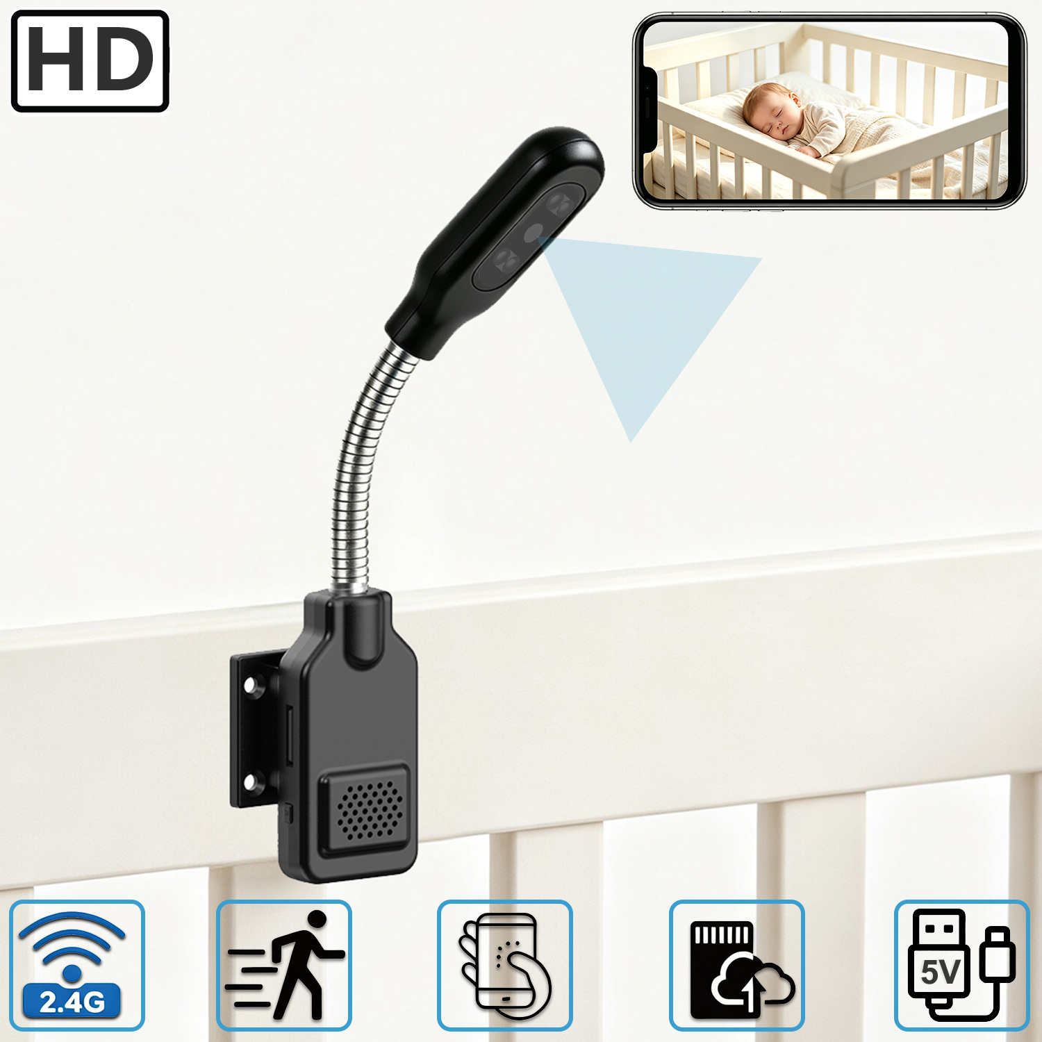 유연한 구즈넥 베이비/펫 모니터 카메라, 제로 설치가  - Hd Zero Camera 리뷰 및 가격