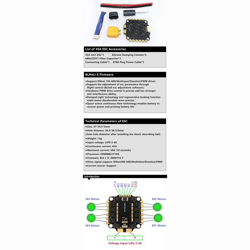 ● F4 V3S PLUS FC&ESC FPV 스택, F - Flight Controller 리뷰 및 가격